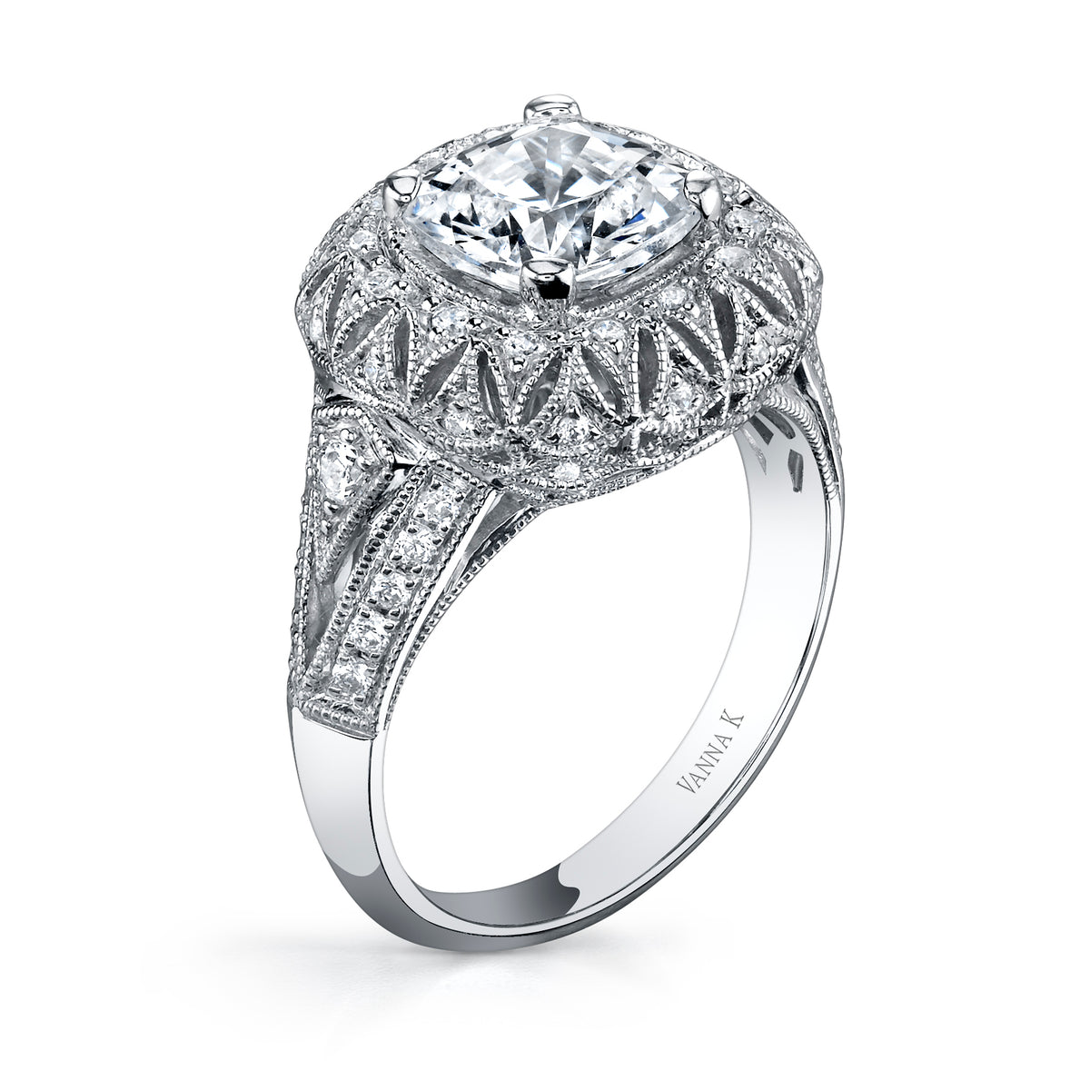 Vintage Inspired Diamond Pave Set Solea Ring Style 18R829DCZ