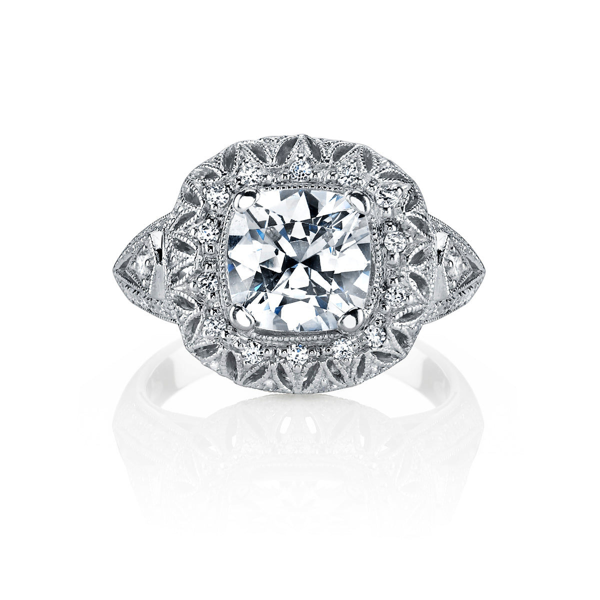 Vintage Inspired Diamond Pave Set Solea Ring Style 18R829DCZ