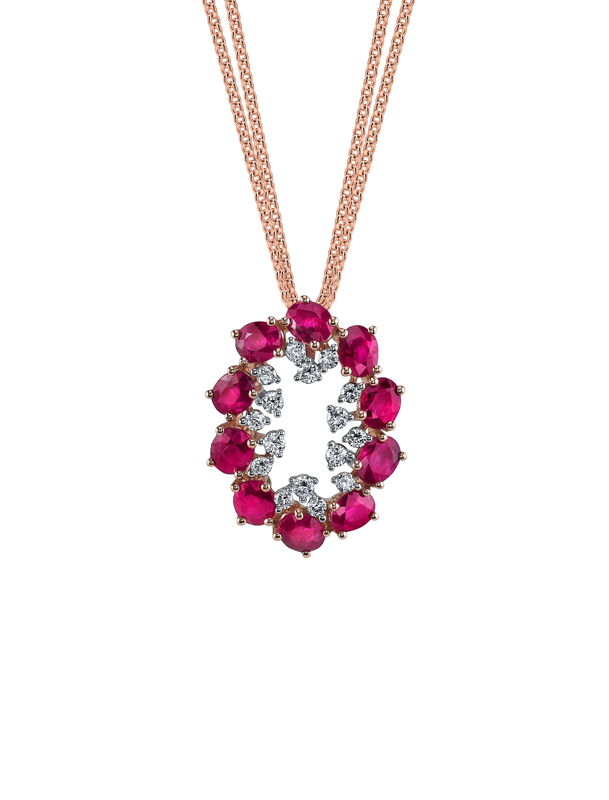 Gelato Color Gemstone and Diamond Necklace Style 18PN68RD
