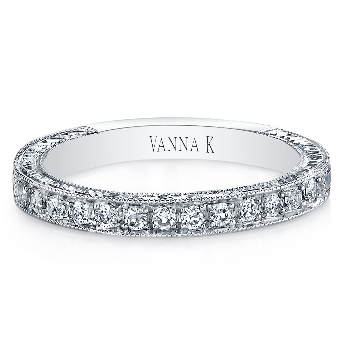 Hand Engraved Perfect Profile Diamond Band Style 18BND865