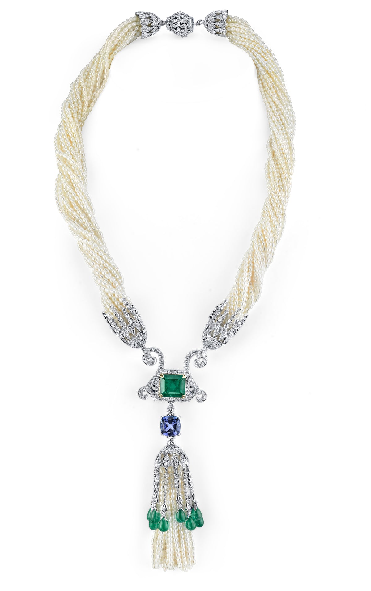 Gelato Color Gemstone and Diamond Necklace Style 18NGL049