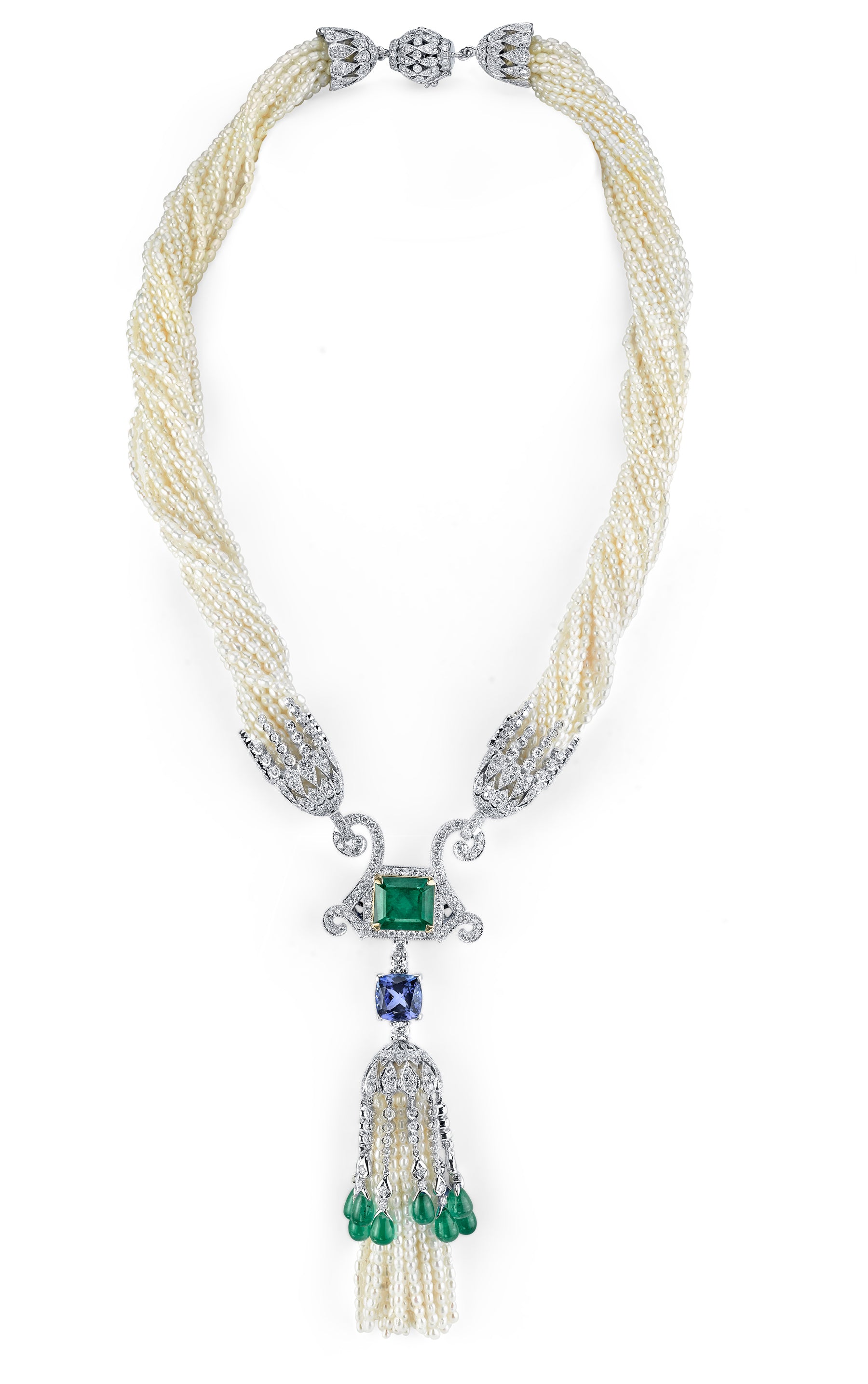 Gelato Color Gemstone and Diamond Necklace Style 18NGL049
