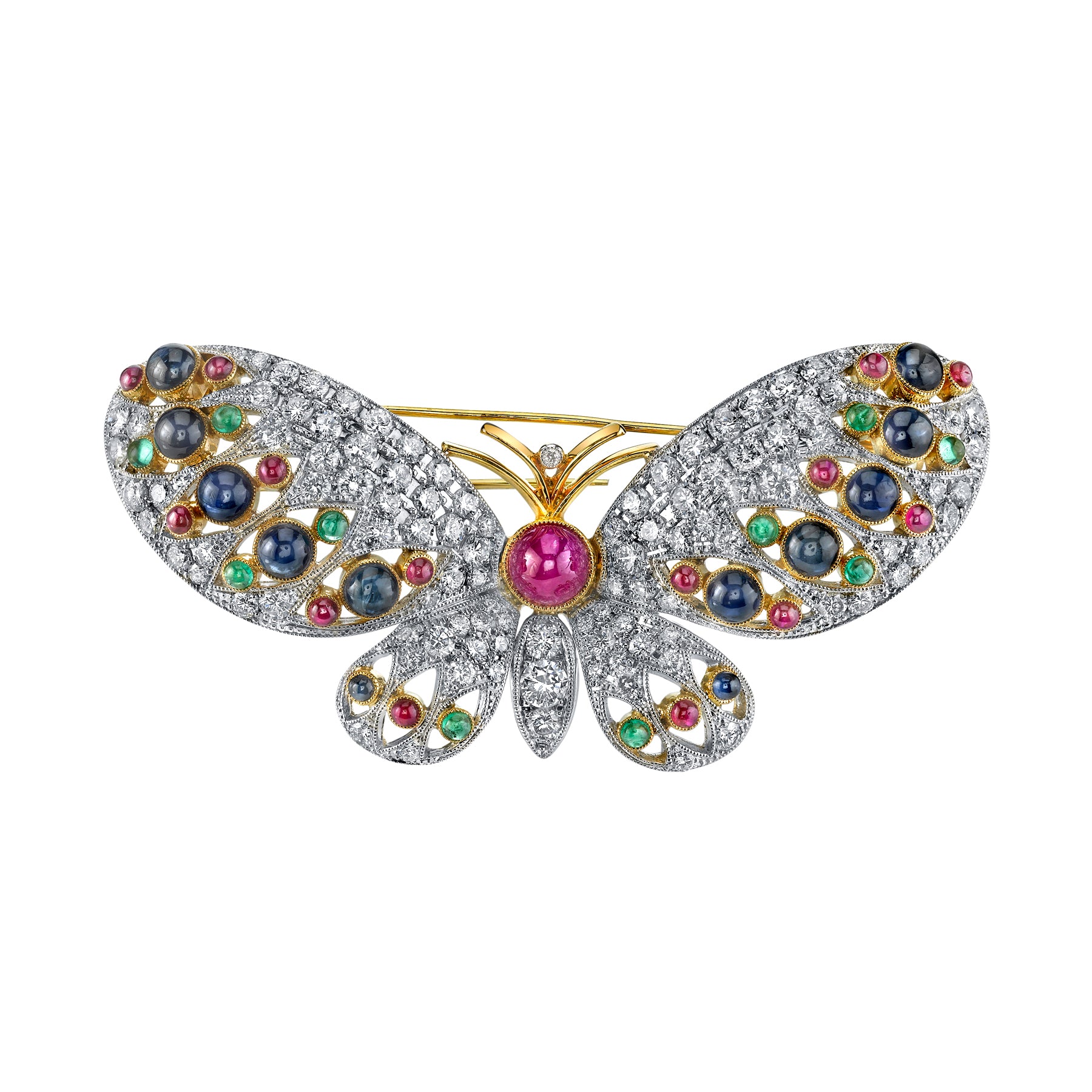 Gelato Color Gemstone and Diamond Pin/Brooch Style 18PIN004D