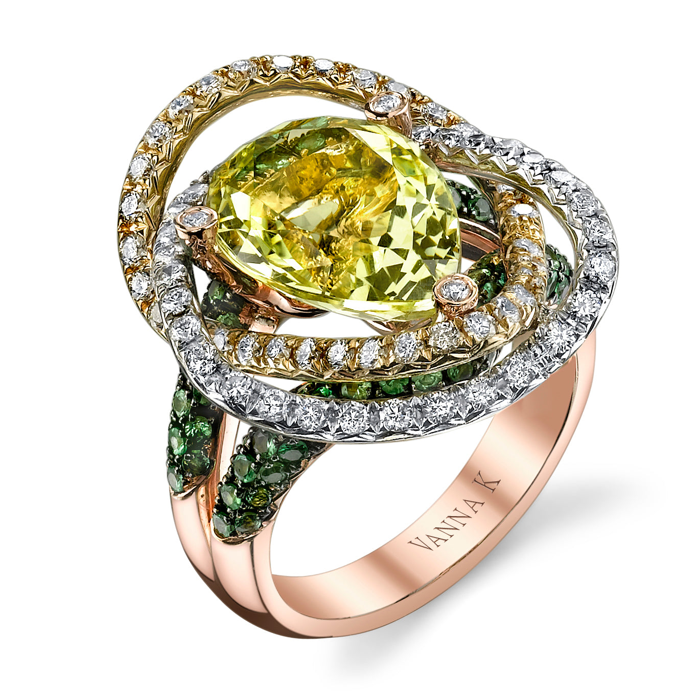 Gelato Color Gemstone and Diamond Fashion Ring Style 18RO839D