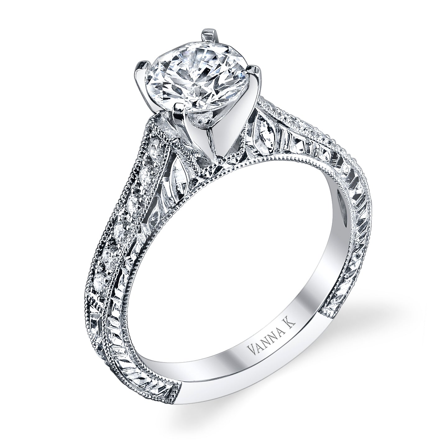 Hand Engraved Perfect Profile Diamond Ring Style 18R865DCZ