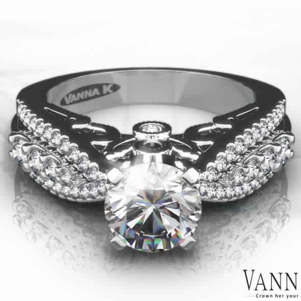 Vintage Inspired Diamond Pave Set Solea Ring Style 18RGL910DCZ