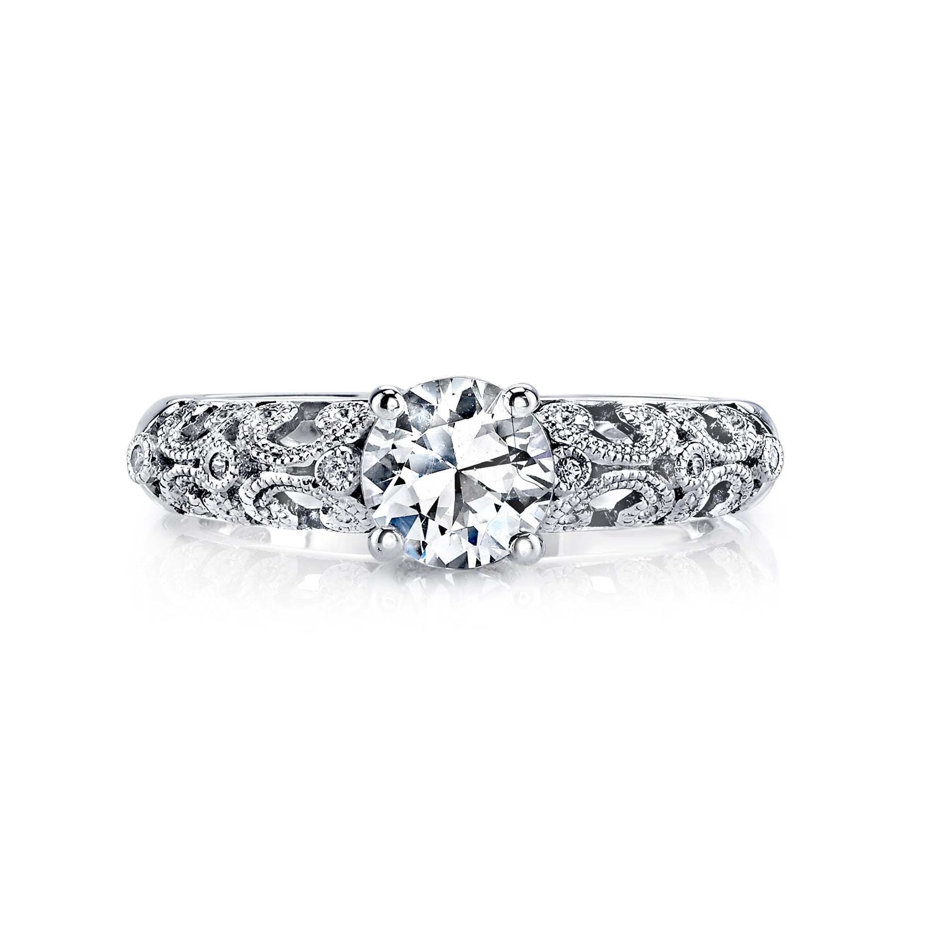 Vintage Inspired Diamond Pave Set Solea Ring Style 18R859DCZ