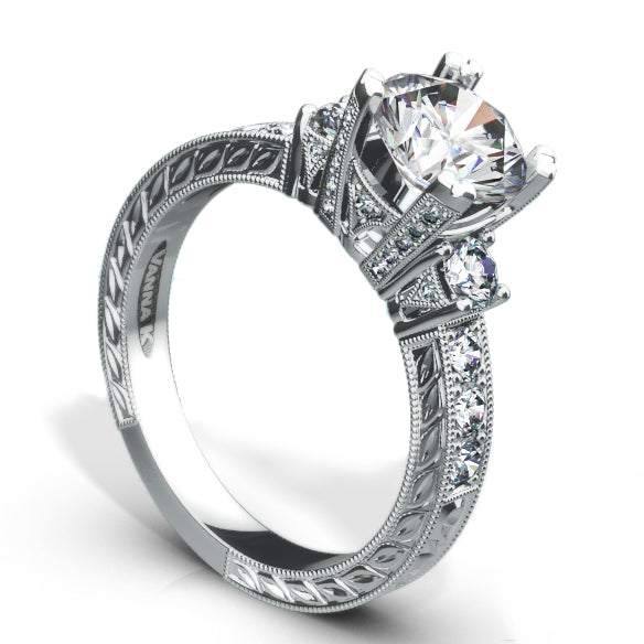 Hand Engraved Perfect Profile Diamond Ring Style 18RGL00640DCZ