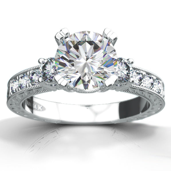 Hand Engraved Perfect Profile Diamond Ring Style 18RGL00640DCZ