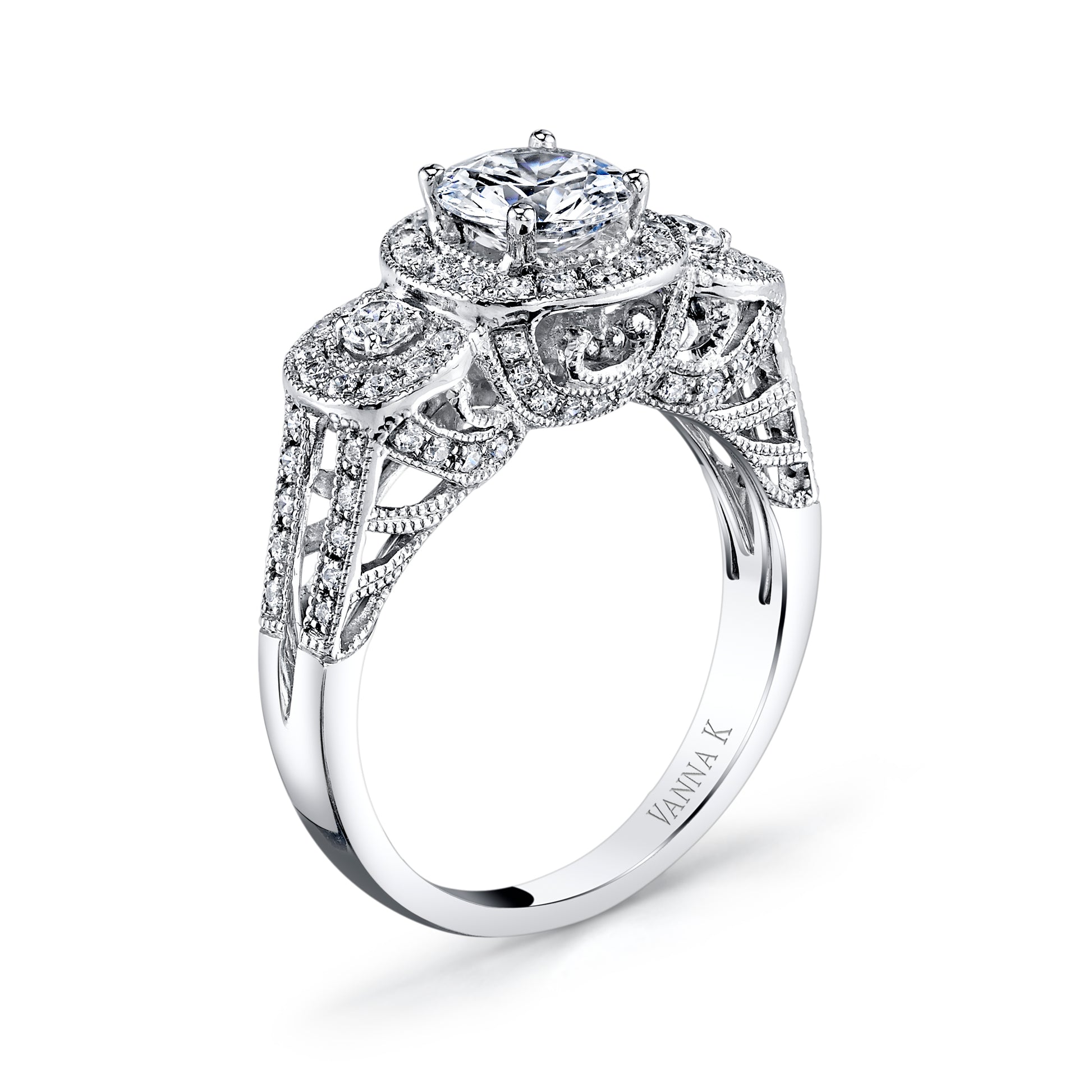 Vintage Inspired Diamond Pave Set Solea Ring Style 18R892DCZ