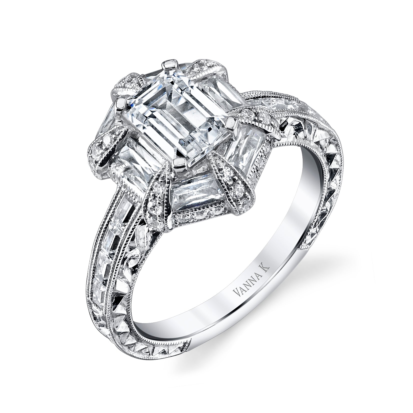 Hand Engraved Perfect Profile Diamond Ring Style 18R874DCZ