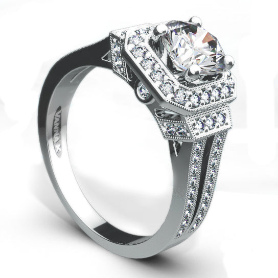 Vintage Inspired Diamond Pave Set Solea Ring Style 18R70DCZ