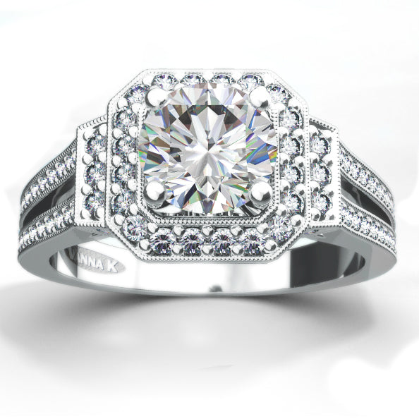 Vintage Inspired Diamond Pave Set Solea Ring Style 18R70DCZ