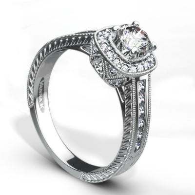 Hand Engraved Perfect Profile Diamond Ring Style 18R71DCZ