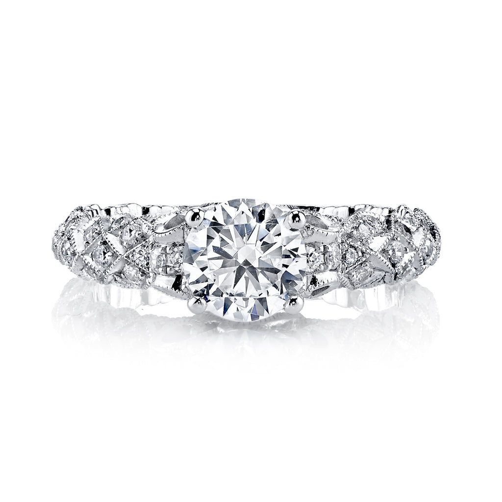 Vintage Inspired Diamond Pave Set Solea Ring Style 18RGL00606DCZ