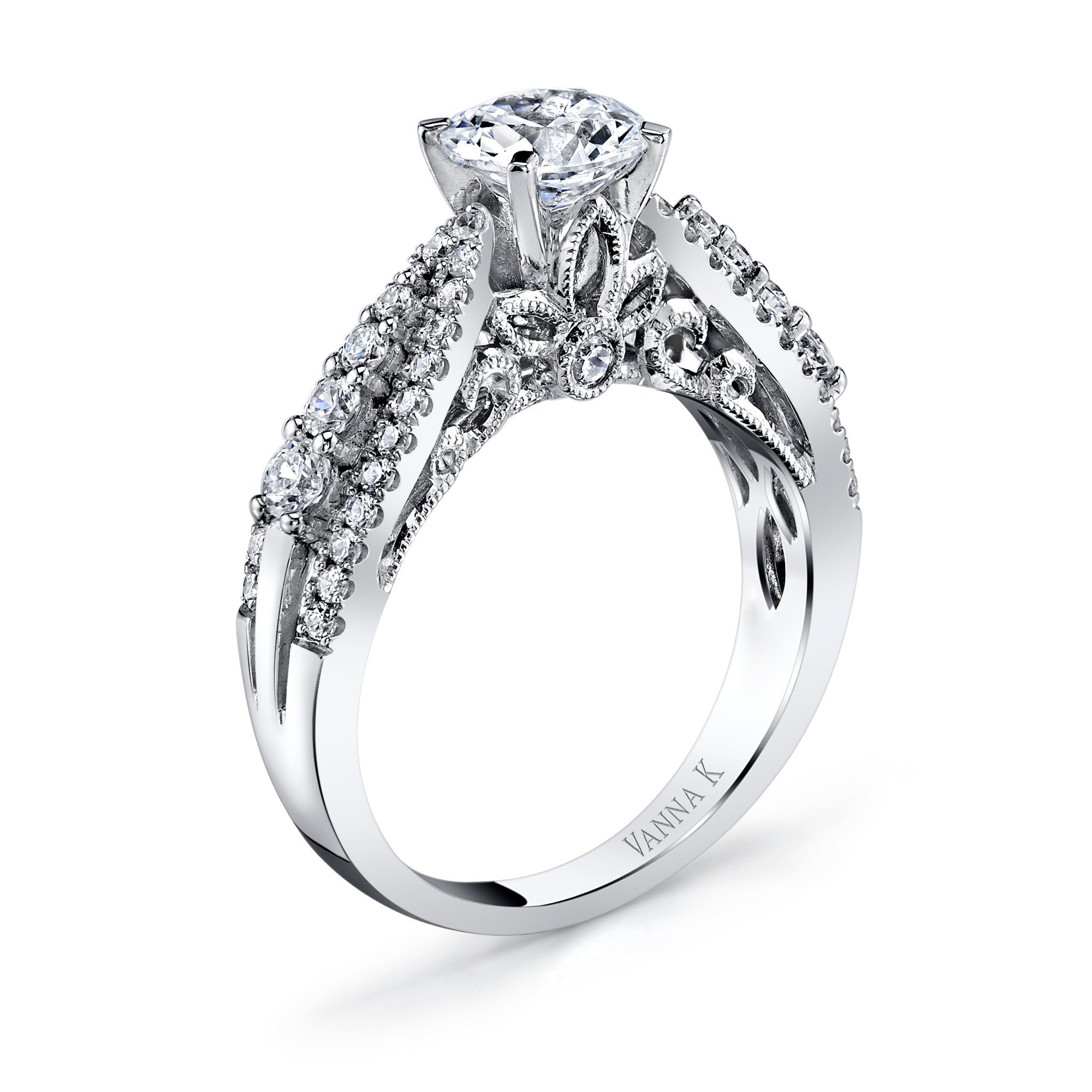 Hand Engraved Perfect Profile Diamond Ring Style 18RGL599DCZ