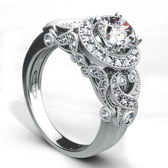 Vintage Inspired Diamond Pave Set Solea Ring Style 18RGL801DCZ