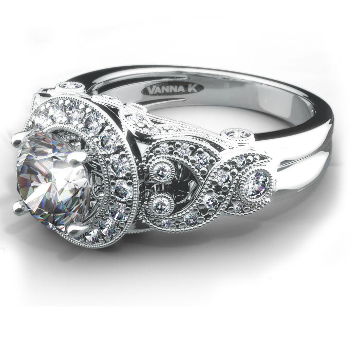 Vintage Inspired Diamond Pave Set Solea Ring Style 18RGL801DCZ