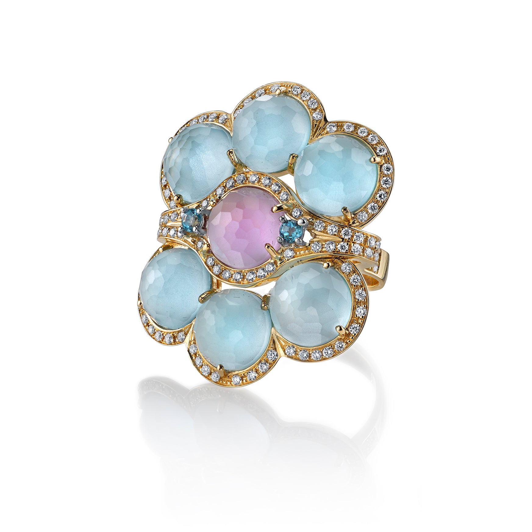 Gelato Color Gemstone and Diamond Fashion Ring Style 18F66