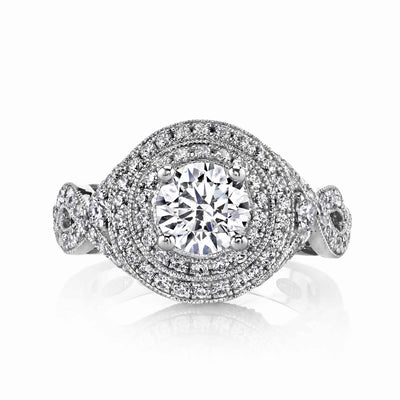 Vintage Inspired Diamond Pave Set Solea Ring Style 18RGL00724DCZ