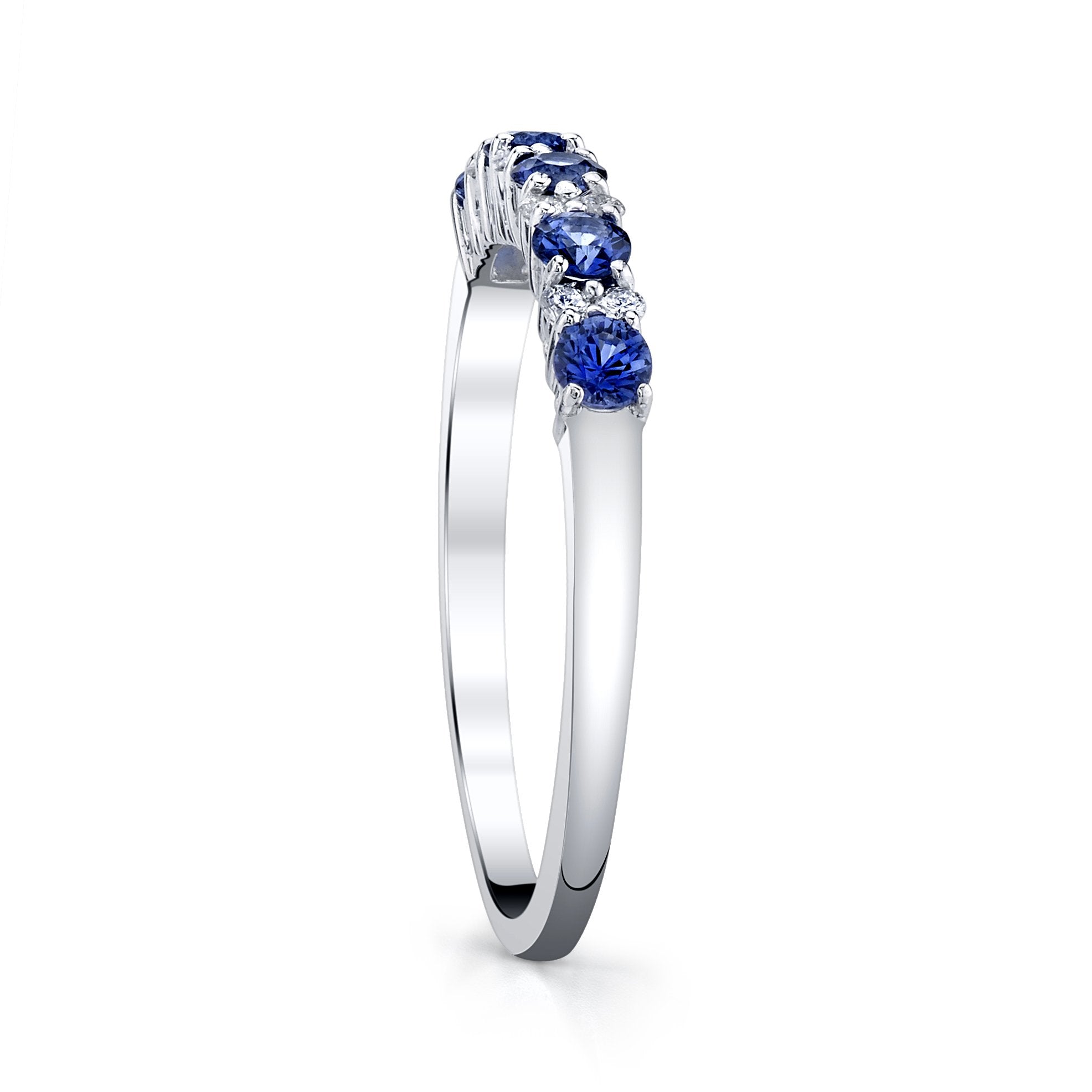 14K White Gold Diamond And Sapphire Wedding/Anniversary Band