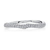 18K White Gold Diamond Pave Curved Wedding Band