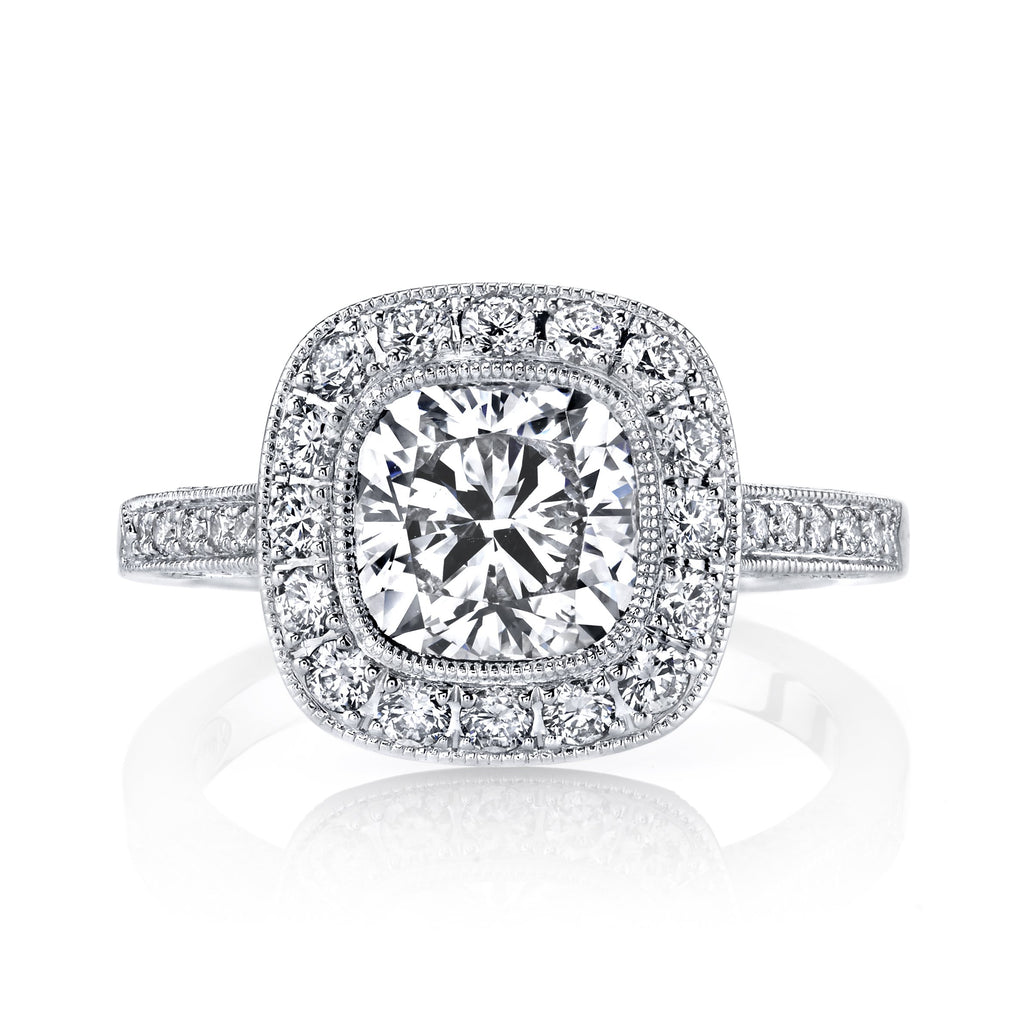 18K White Gold Halo Diamond Engagement Ring