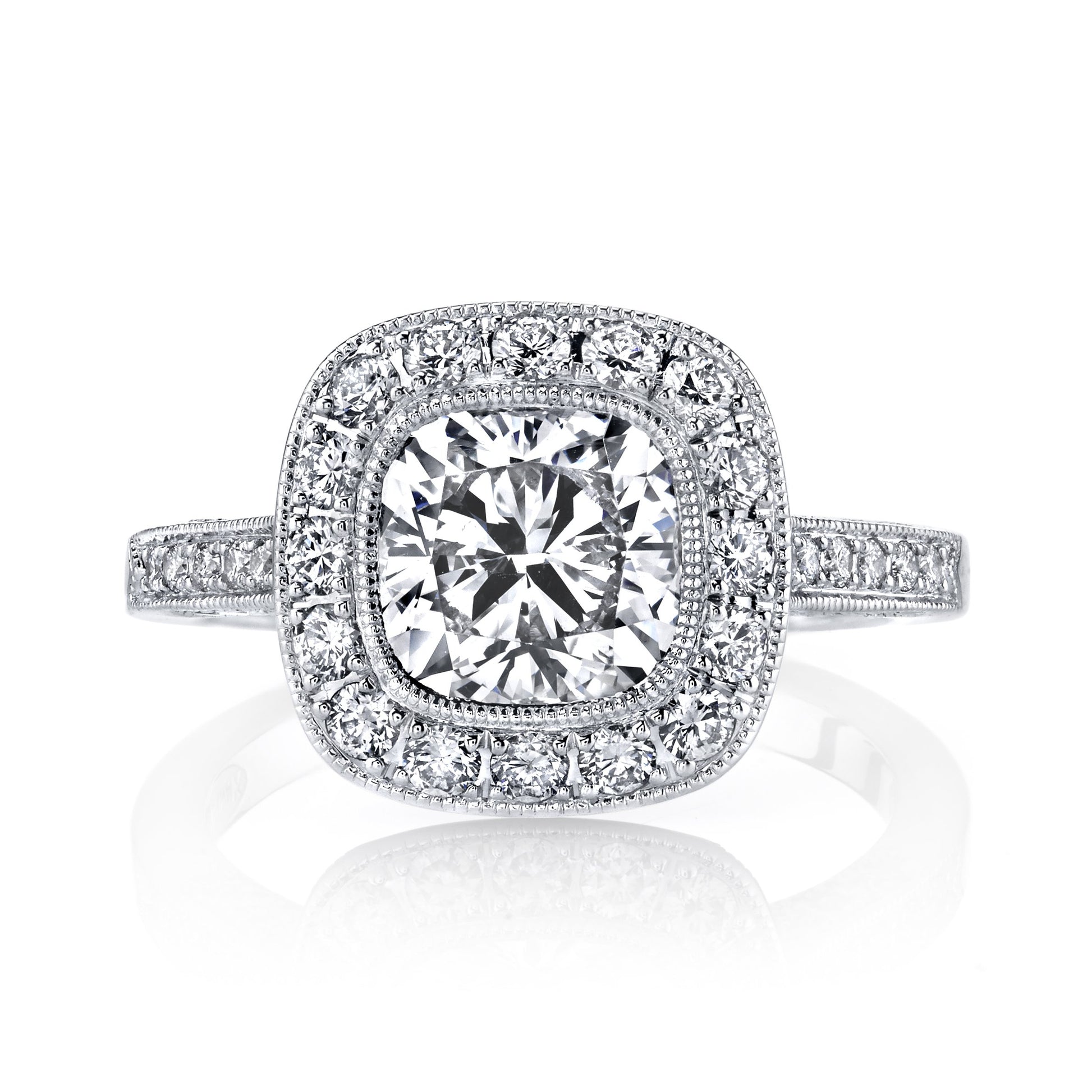 18K White Gold Halo Diamond Engagement Ring