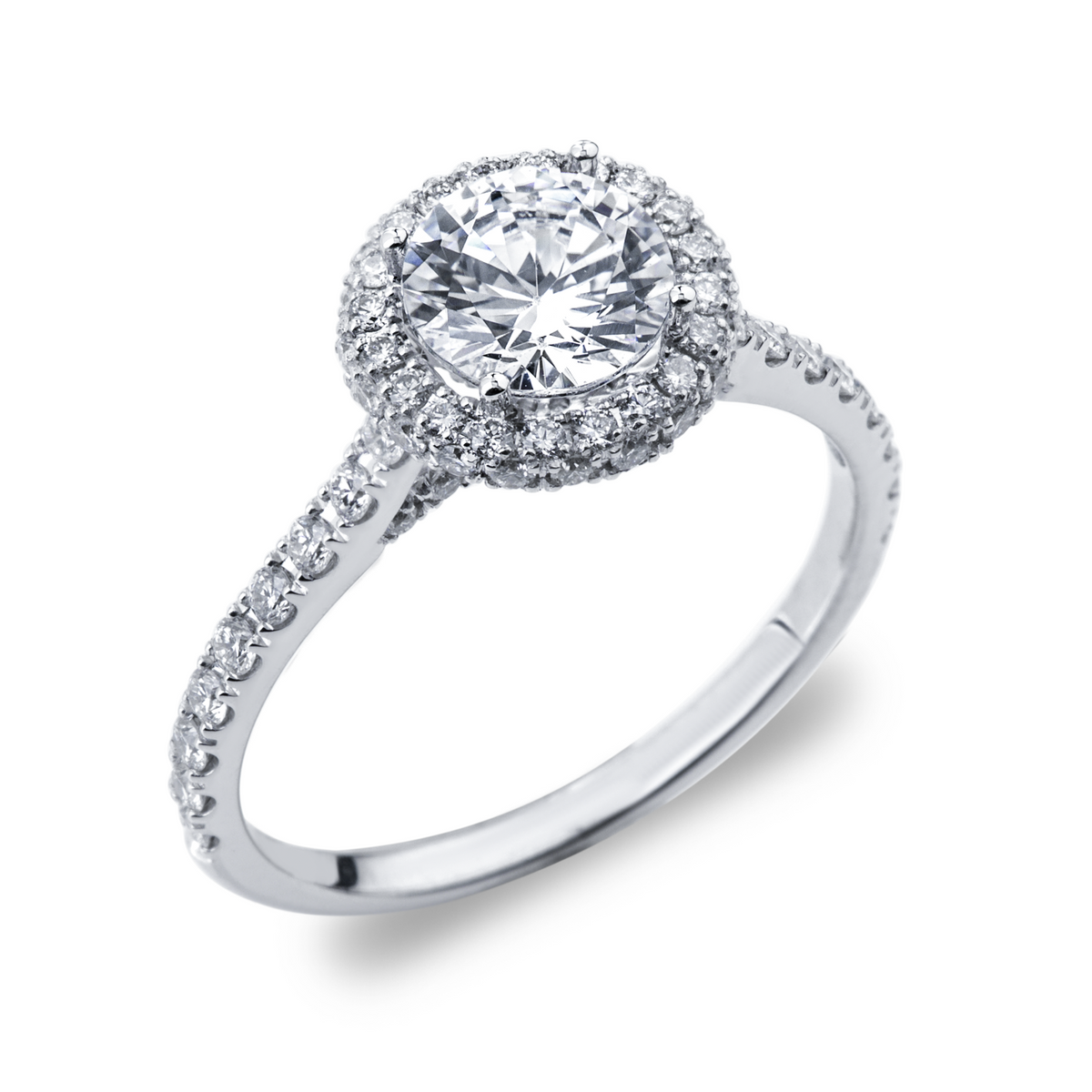 18K White Gold Halo Diamond Engagement Ring