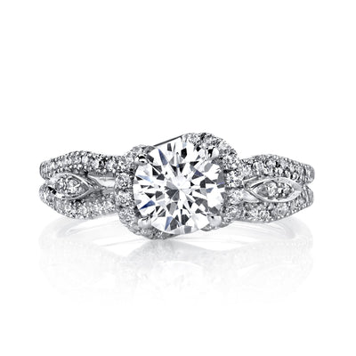 18K White Gold Halo Diamond Engagement Ring