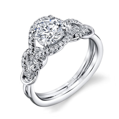 18K White Gold Halo Diamond Engagement Ring