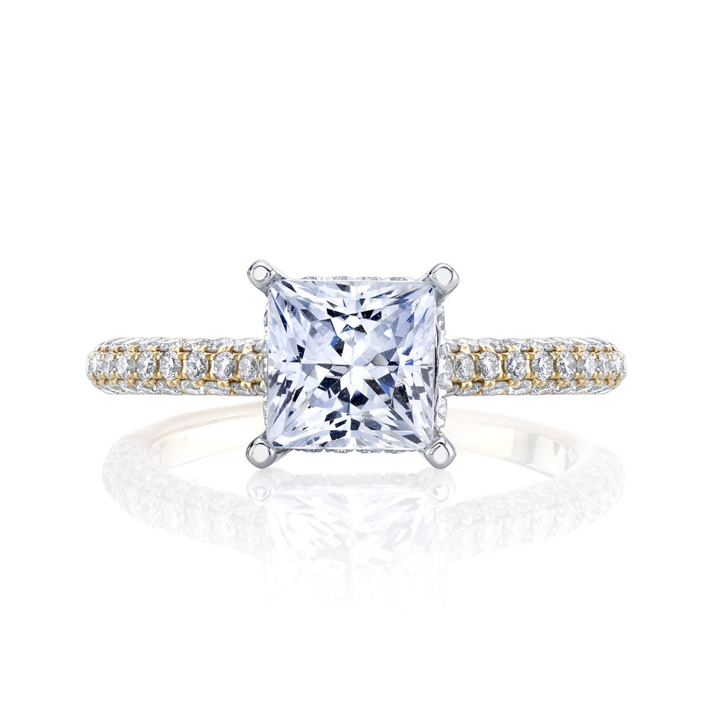 18K YELLOW GOLD PAVE PRINCESS ENGAGEMENT RING