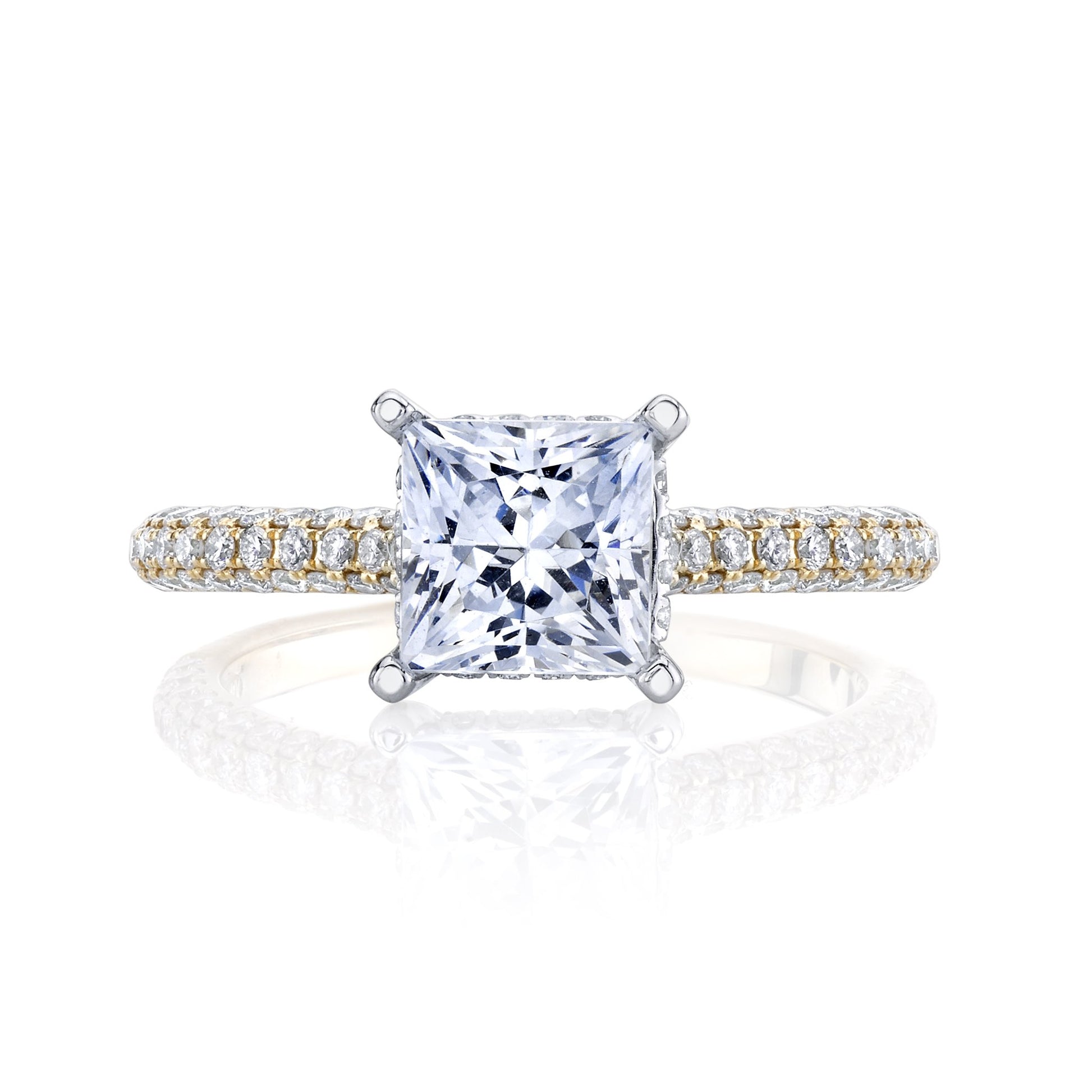18K YELLOW GOLD PAVE PRINCESS ENGAGEMENT RING