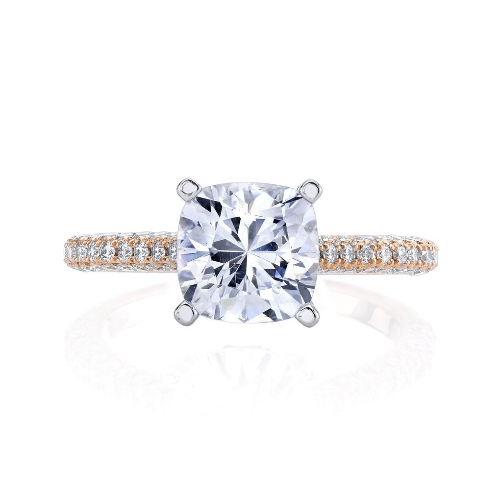 18K Rose Gold Pave Cushion Engagement Ring