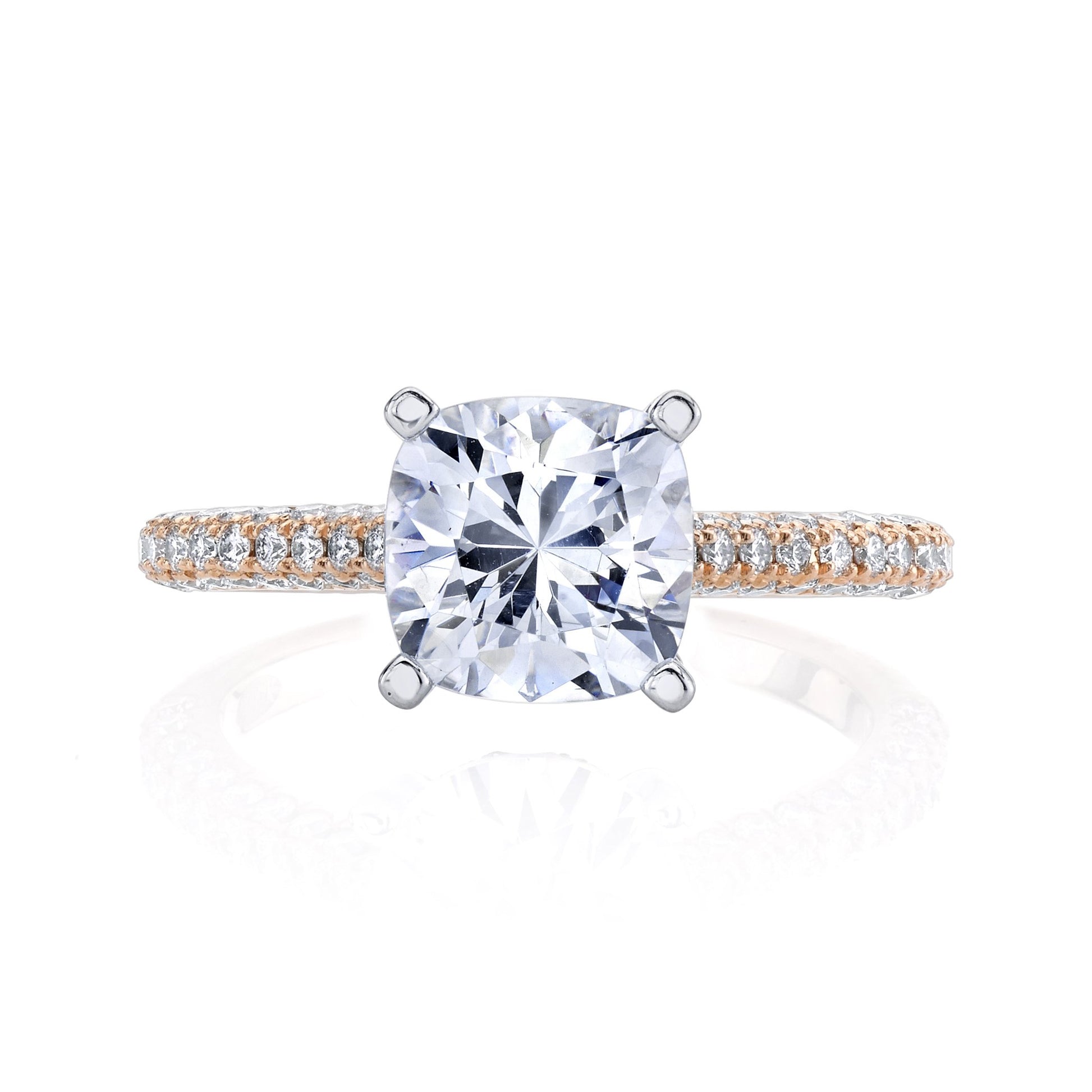 18K Rose Gold Pave Cushion Engagement Ring