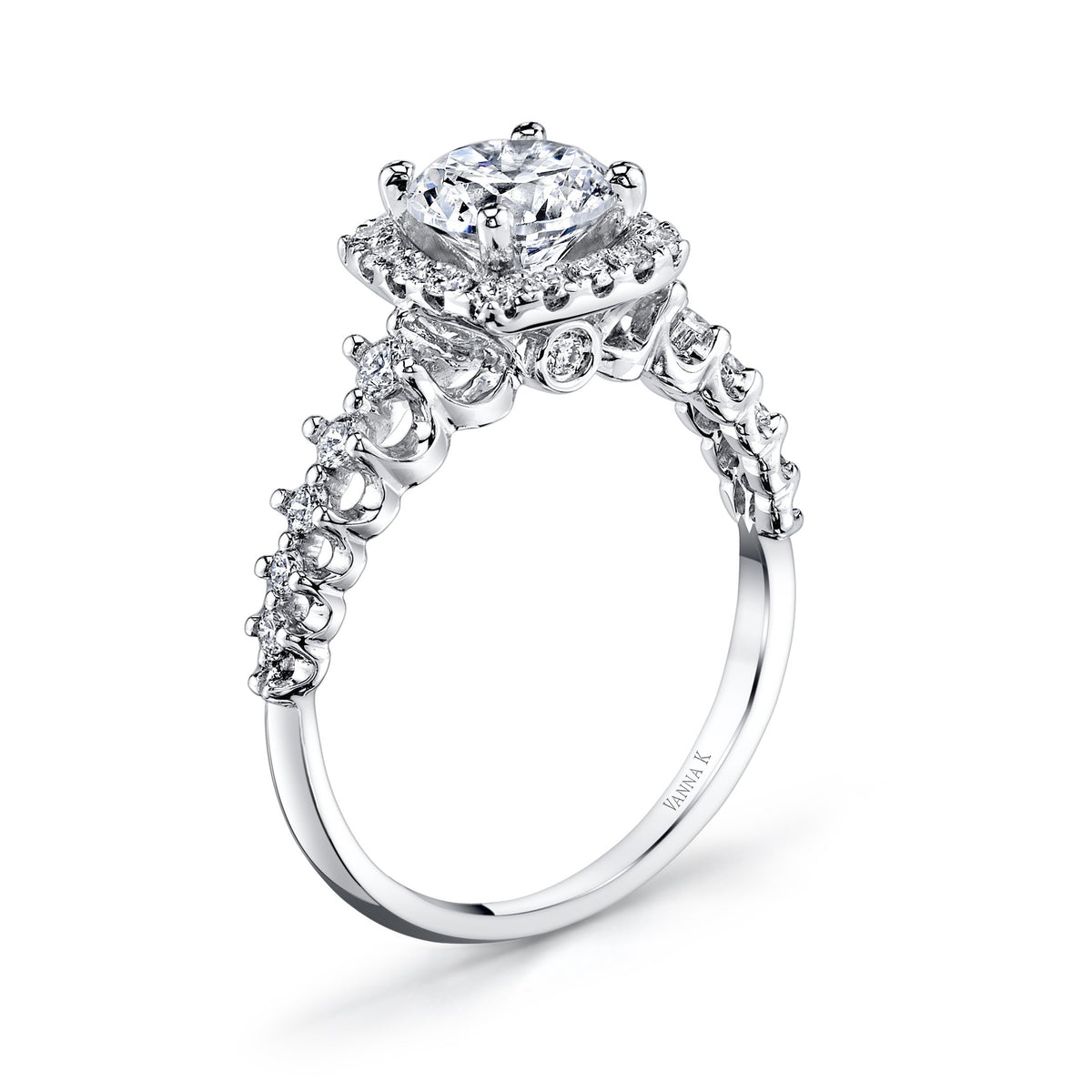 18K White Gold Halo Diamond Engagement Ring