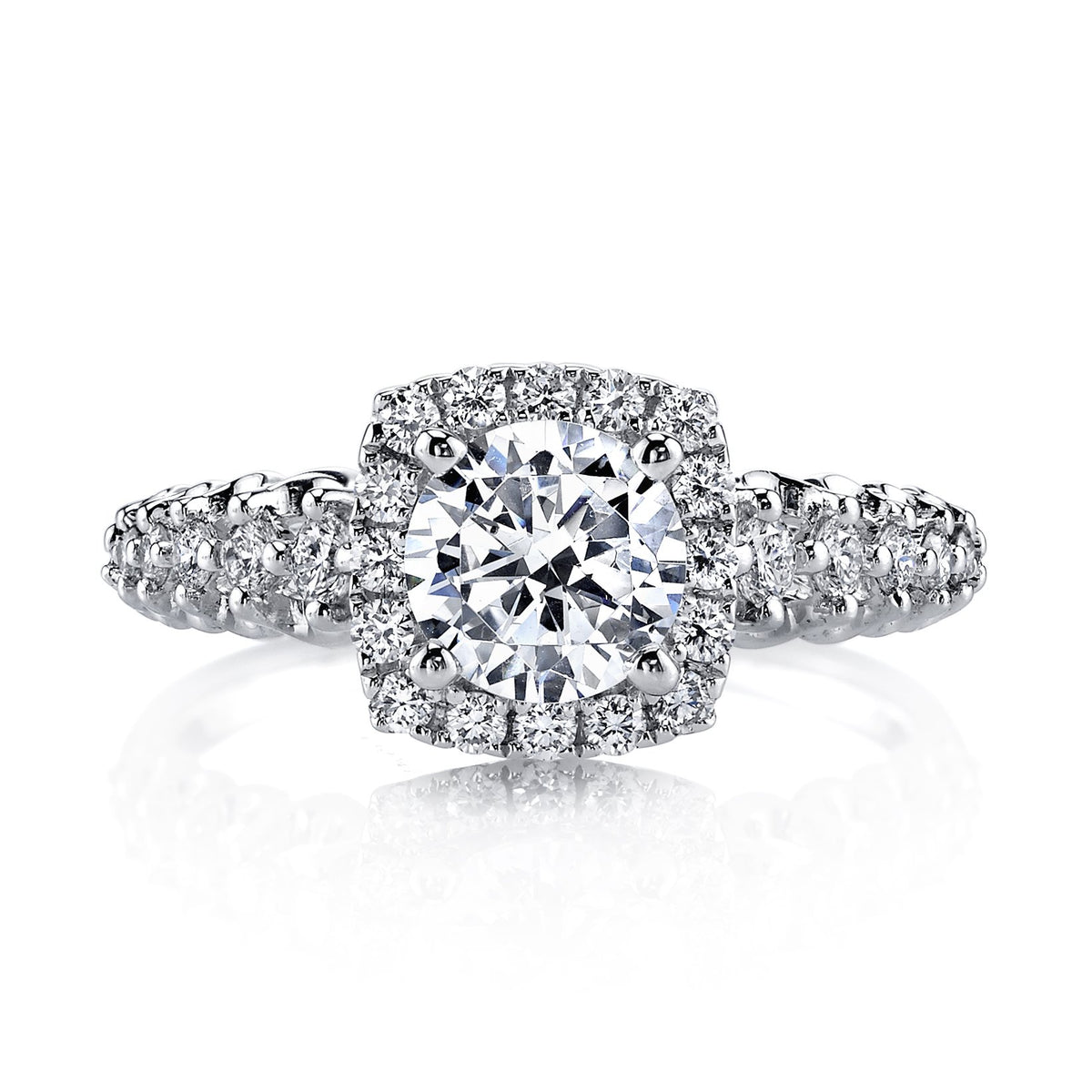18K White Gold Halo Diamond Engagement Ring