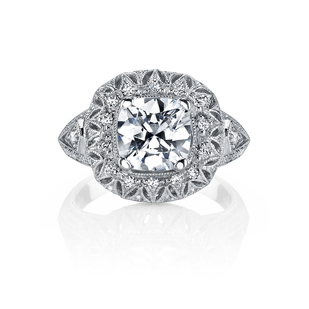 18K White Gold Halo Diamond Engagement Ring