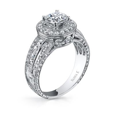 18K White Gold Halo Diamond Engagement Ring