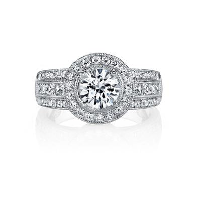 18K White Gold Halo Diamond Engagement Ring