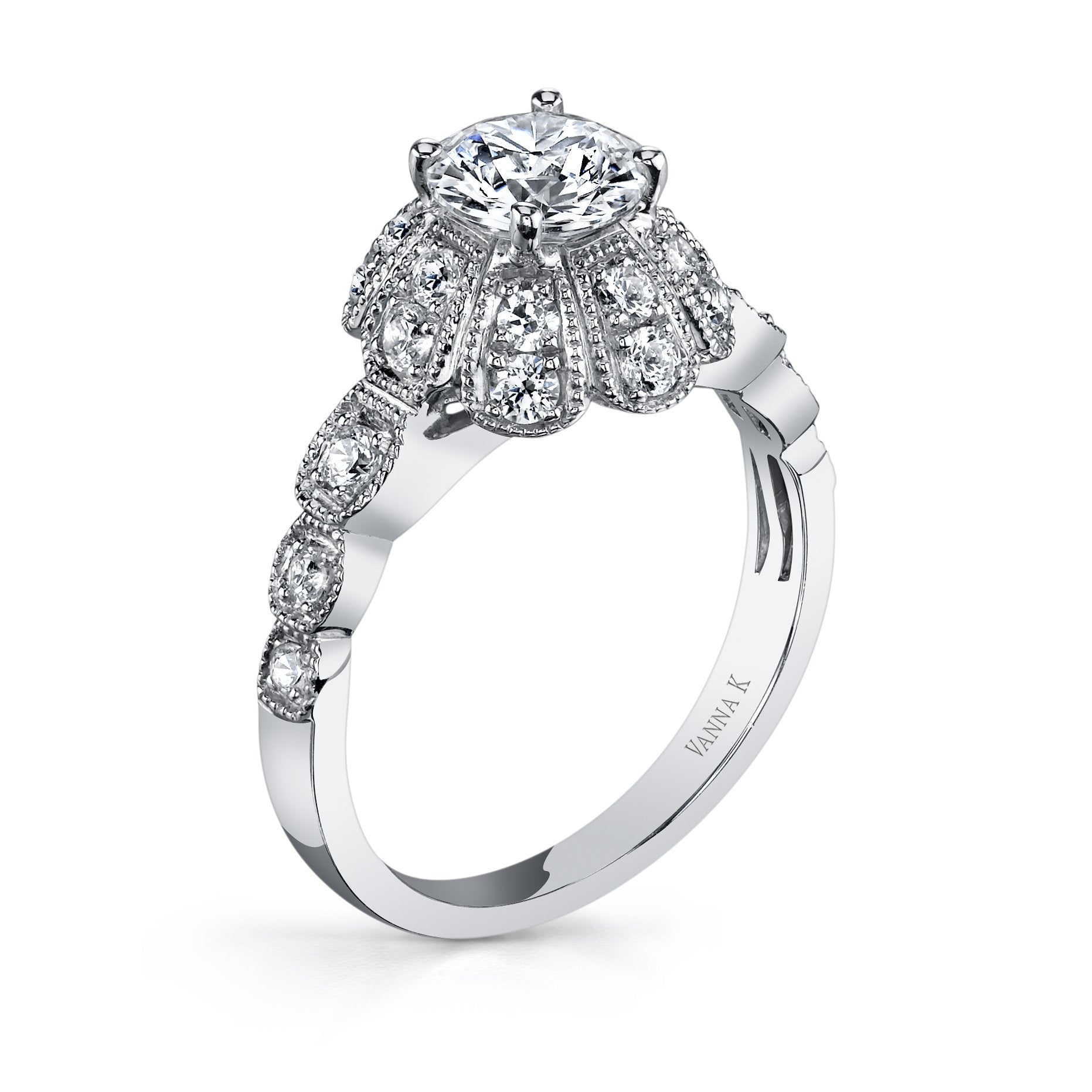 18K White Gold Halo Diamond Engagement Ring