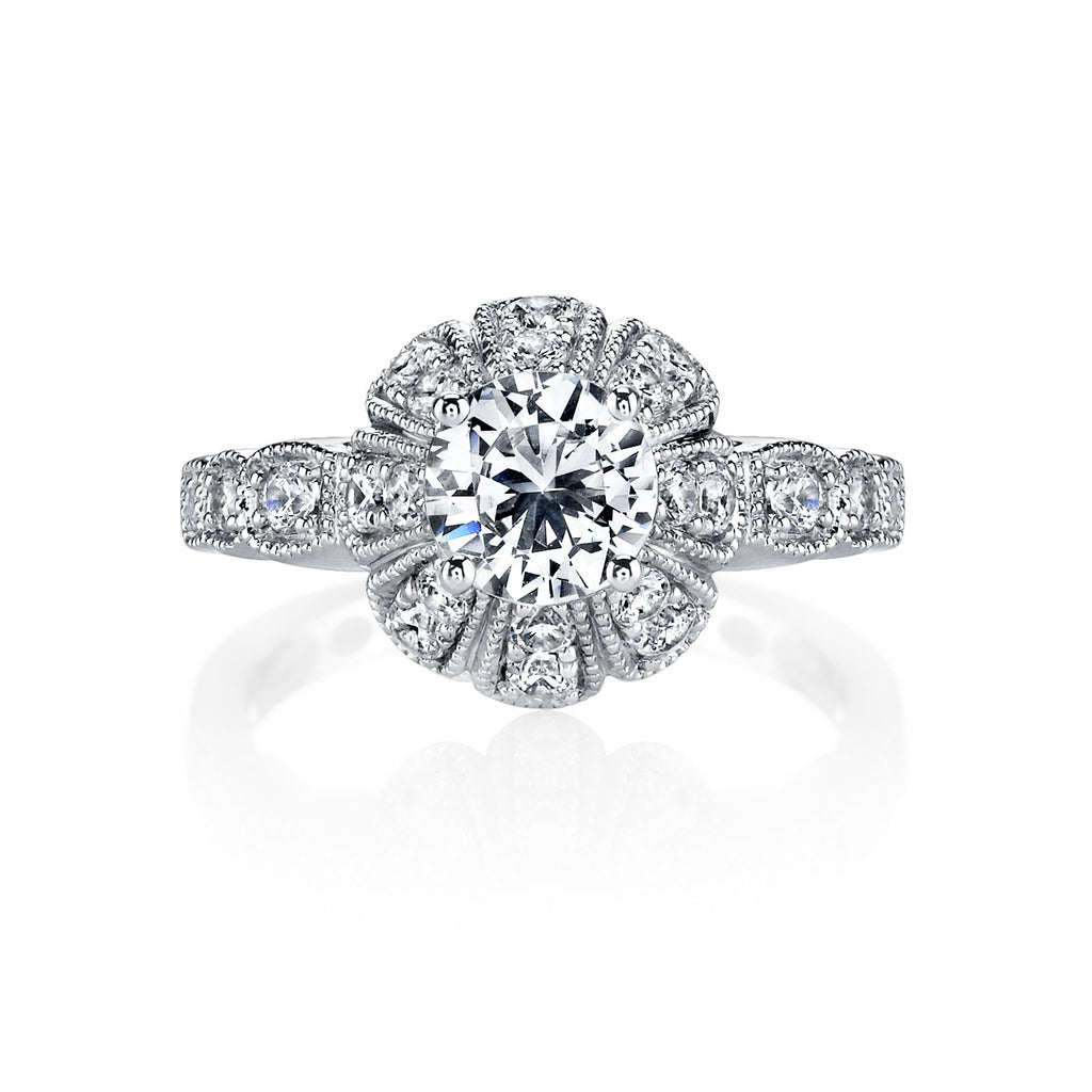 18K White Gold Halo Diamond Engagement Ring