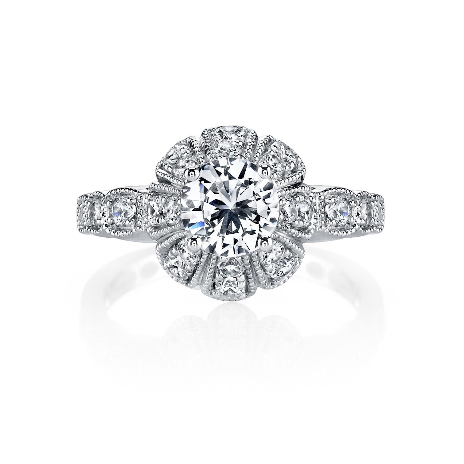 18K White Gold Halo Diamond Engagement Ring
