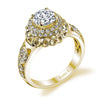 18K YELLOW GOLD DOUBLE HALO DIAMOND ENGAGEMENT RING