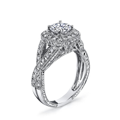 18K White Gold Halo Diamond Engagement Ring