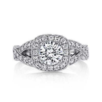 18K White Gold Halo Diamond Engagement Ring