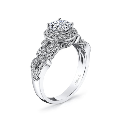 18K White Gold Halo Diamond Engagement Ring