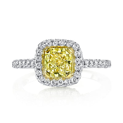 18K WHITE GOLD YELLOW DIAMOND ENGAGEMENT RING