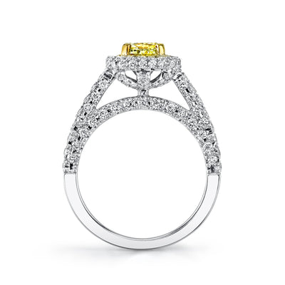 18K WHITE GOLD YELLOW DIAMOND ENGAGEMENT RING