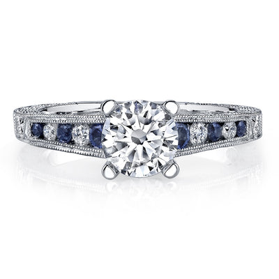 18K White Gold Diamond And Sapphire Engagement Ring